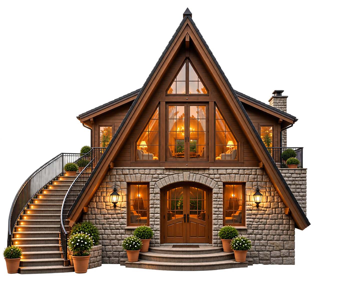 Architectural Villa Silhouette at Dusk